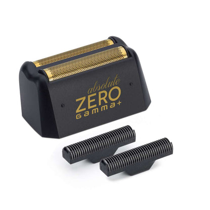 Gamma Absolute Zero shaver with gold-plated titanium plate, forged blades, and integrated trimmer
